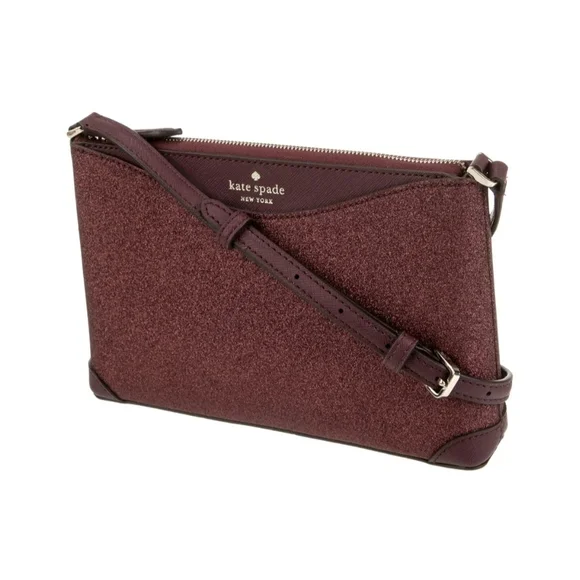 Kate Spade New York Burgundy Glitter Crossbody Bag W/ Gold Hardware (EUC)✨️💜✨️ - Picture 2 of 5